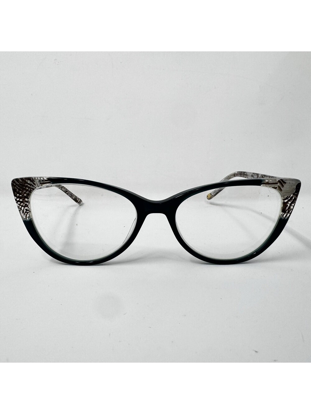 Anne Klein AK5117 440 Teal Plaid Cat Eye Eyeglass Frames 54-17-140